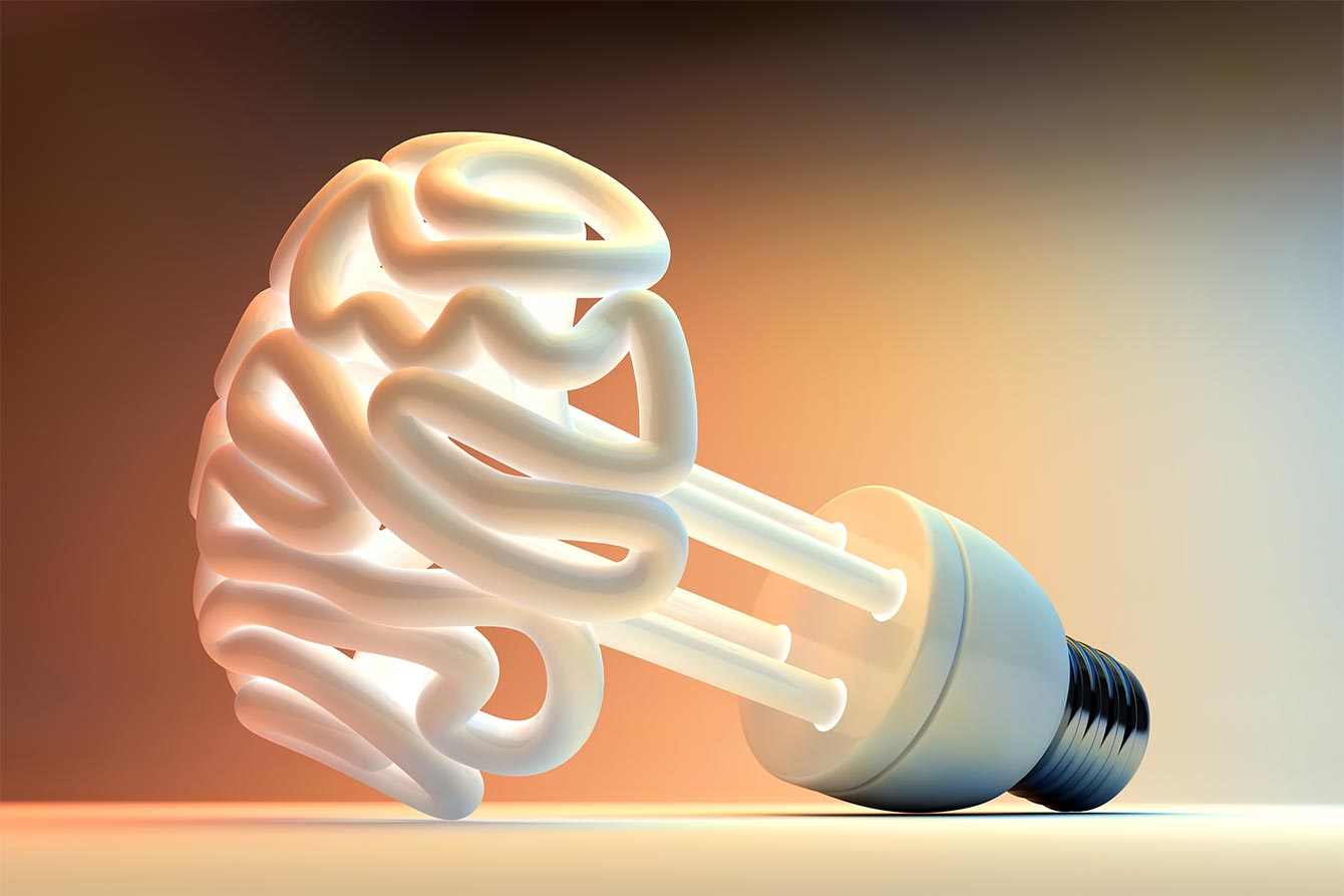Fluorescent brain-shaped light bulb