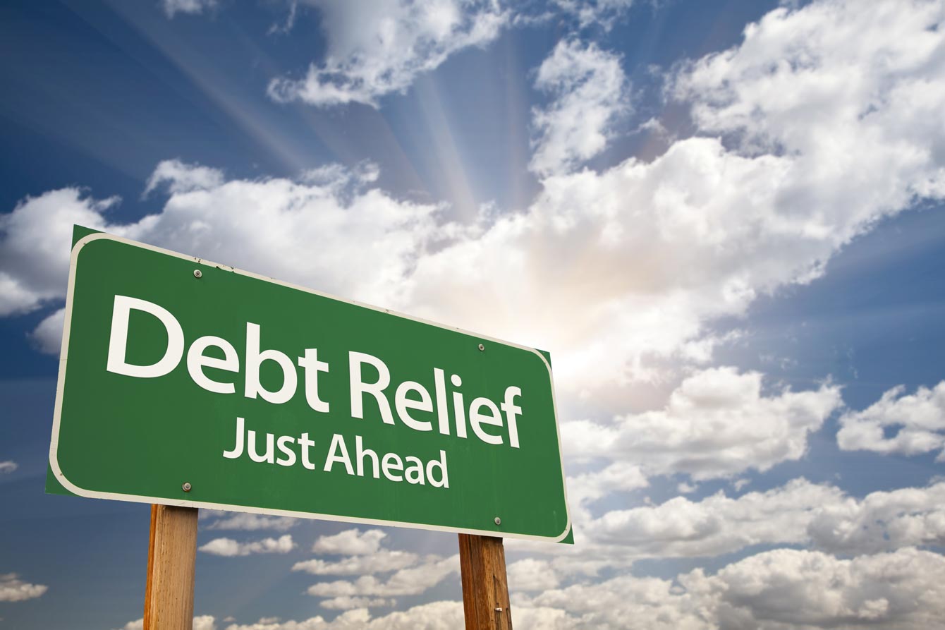 Green debt relief road sign