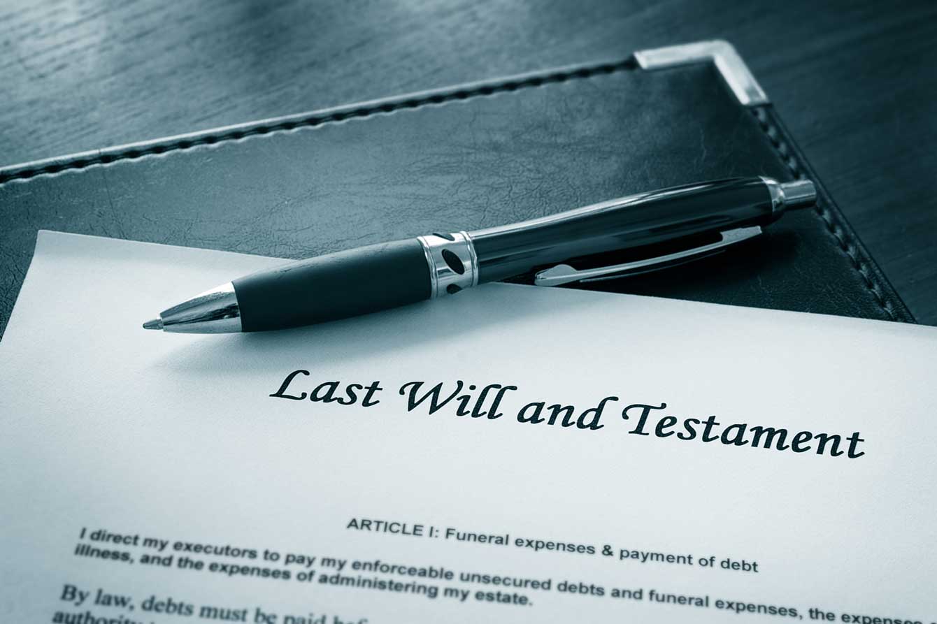 Close up of a last will and testament document