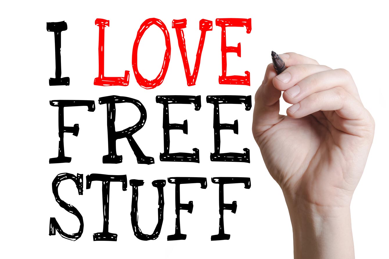 Hand writing I Love Free Stuff with a black marker
