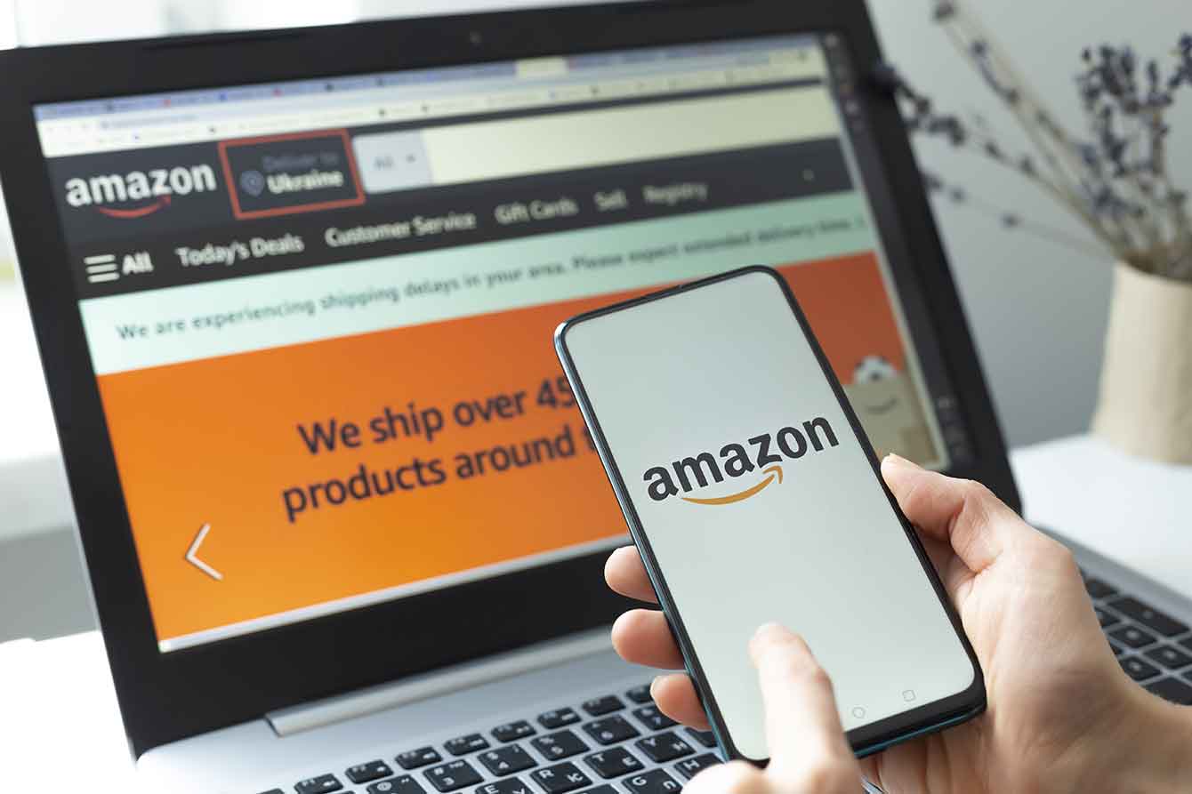 Amazon.com on both a laptop and a website