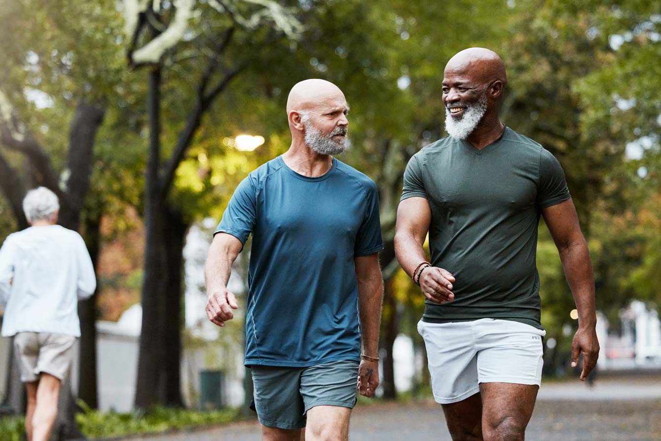 senior veterans jogging together