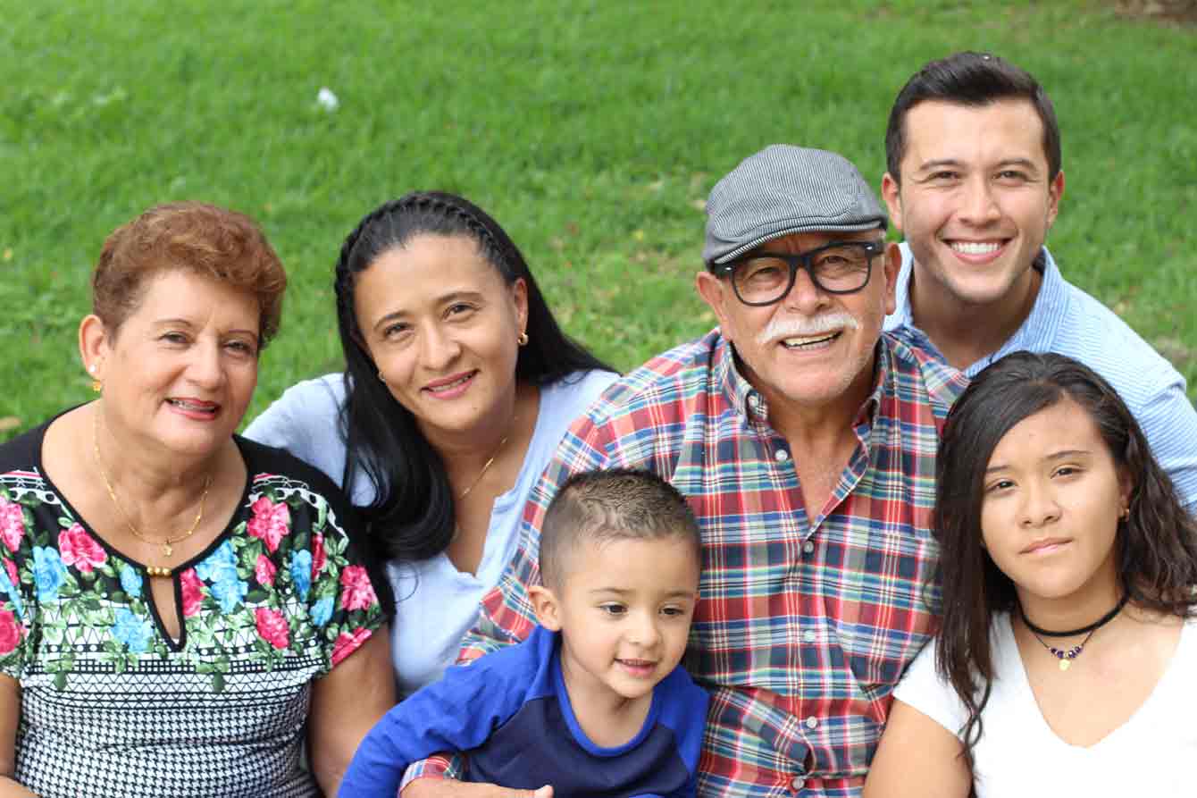 Multi generational latino family portrait