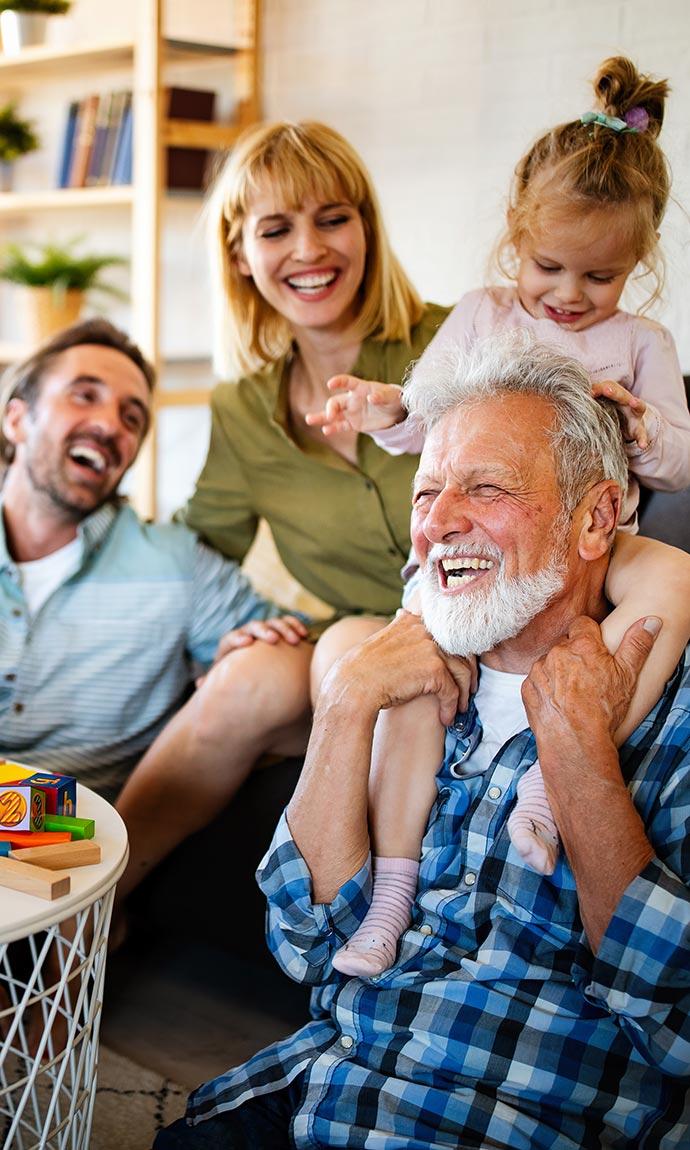senior couple with kids and grandkid